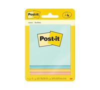 Post-it Notes, 3x3 in, 4 Pads, America's #1 Favorite Sticky Notes, Beachside Café Collection, Pastel Colors (Pink, Mint, Yellow), Recyclable (5401)