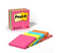 Post-it Notes 3x3 in 5 Pads America's #1 Favorite Sticky Notes, Poptimistic, Bright Colors, Clean Removal, Recyclable (655-5UC)
