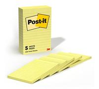Post-it Sticky Notes - The Original, 4 x 6 in Lined, 5 Pads, 100 Sheets per Pad, Canary Yellow