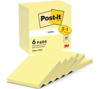 Post-it Notes, 5 + 1 Free Pads (600 Sheets), 76 mm x 76 mm, Yellow | Self-Stick Notes for Reminders, Planning and Study, Stick and Remove Cleanly; Great for Marking, Organising, Capturing Ideas
