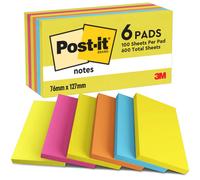 Post-it Notes 76x127mm 100 Sheets Energetic Colours (Pack 6) 655TF