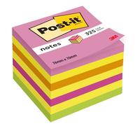 Post-it Notes Cube, 325 Sheets, 76 mm x 76 mm, Green, Orange, Pink, Yellow | Self-Stick Notes for Reminders, Planning and Study, Stick and Remove Cleanly; Great for Marking, Organising, Capturing Ideas