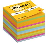 Post-it Notes Cube, Ultra Colours, 1 Pad, 76 mm x 76 mm, 450 Sheets - Extra Sticky Notes for Walls, Monitors and Fridge