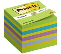 Post-it Notes Cube, Blue and Green - 1 Pad, 450 Sheets 76 mm x 76 mm, 100% PEFC - Extra Sticky Notes for Walls, Monitors and Fridge