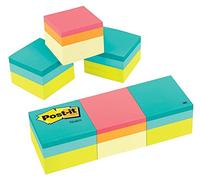 Post-it Notes Cube, 1 7/8 in. x 1 7/8 in., 3 Sticky Notes Pad, 400 Sheets, Assorted Bright Colors