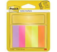 Post-It Note Paper Index Flags Repositionable 15x50mm 5x100 Tabs Assorted Colours (Pack 500) 7100172770