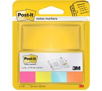 Post-it Notes Markers, Ultra Colours - Pack of 4 Pads, 50 Markers per Pad, 20 mm x 38 mm, Blue, Yellow, Green, Pink Colors - To Mark, Highlight or Color Code Important Information
