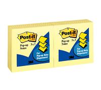 Post-it Notes Original Pop-up Refill, 3 x 3 Inches, Canary Yellow, 100 Sheets per Pad, Six Pads per Pack (R330-YW6PK)