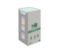 Stikatak Post-It Recycling Notes Assorted Colours, Pack Of 16 Pads, 100 Sheets Per Pad, 76 mm X 76 mm, Green, Pink, Yellow, Blue -