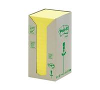 Post-it Recycled Sticky Notes 76 x 76 mm Canary Yellow 16 Pads of 100 Sheets