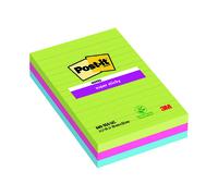 Post-it Notes Super Sticky 101x152mm Lined Ultra (Pack of 3) 660-3SSUC