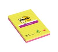 Post it Notes 125mm x 200mm Super Sticky Note Pad, Lined, Pink, Green (2 pads, 45 sheets per pad)