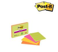 Post-it Super Sticky Notes 101 x 152 mm Assorted Rectangular Plain 4 Pads of 45 Sheets