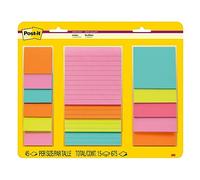 Post-It Super Sticky Notes Assorted Sizes 15/Pkg-Miami 2"X2", 3"X3", 4"X4"