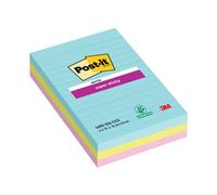 Post-it Miami Super Sticky Notes 101 x 152 mm Assorted Rectangular Ruled 3 Pads of 90 Sheets
