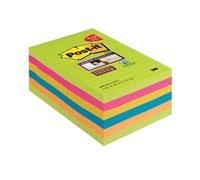 Post-it It Super Sticky Notes Assorted 101x152mm Pack of 4+2