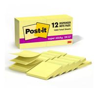 Post it Notes Super Sticky Z-Notes, 76mm x 76mm, Canary Yellow, 6 pads, 90 sheets per pad