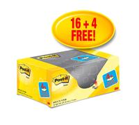 Post-it Sticky Notes Canary Yellow 76x127mm VALUE PACK 4 FREE Pads (Pack of 20)