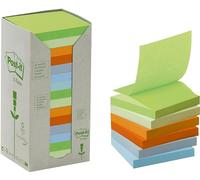 Post-it R3301RPT 76mm x 76mm Recycled Z-Notes Pad Tower Pack - Pastel Rainbow (Box of 16, 100 Sheets Per Pad)