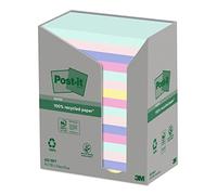 Post-it Recycling Notes – Self-Stick 76×127mm, 16 Pads (100 Sheets), Assorted, 100% Recycled