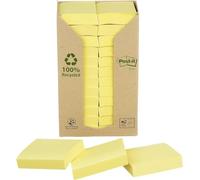 Post-it Recycled Notes, 24 Pads (2400 Sheets), 38 mm x 51 mm, Yellow