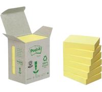 Post-it Recycled Notes, 6 Pads (600 Sheets), 38 mm x 51 mm, Yellow | Self-Stick Notes Made from Recycled Paper, for Reminders, Planning and Study, Stick and Remove Cleanly