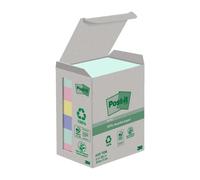 Post-it Recycling Notes, 6 Pads x 100 Sheets, 38x51 mm, Assorted Colours, 100% Recycled Paper