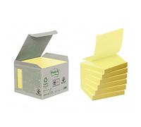 Post-it Recycled Z-Notes, 6 Pads (600 Sheets), 76 mm x 76 mm, Yellow