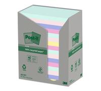 Post-It Recycling Notes Assorted Colours, Pack Of 16 Pads, 100 Sheets Per Pad, 76 mm X 127 mm, Green, Pink, Blue, Yellow -