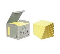 Post-it Recycling Notes Canary Yellow, Pack of 6 Pads, 100 Sheets per Pad, 76 mm x 76 mm, Yellow Color - Self-Stick Notes Made from 100% Recycled Paper