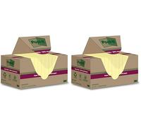 Post-it Self-Stick Note, Notebook, 12 Pads x 70 Sheets Each, 47.6 mm x 47.6 mm, Canary Yellow, Extra Sticky, 100% Recycled (Pack of 2)