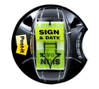 Post-it "Sign and Date" Flags, 200/Desk Grip Dispenser, 1 Dispenser/Pack, 1 in Wide, Bright Green (680-HVSD)