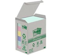 Post-it Recycling Notes, 6 Pads x 100 Sheets, 38x51 mm, Assorted Colours, 100% Recycled Paper