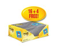 Post-it Sticky Notes Canary Yellow 76x127mm VALUE PACK 4 FREE Pads (Pack of 20)