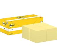 Post-it Sticky Notes Canary Yellow, Pack 12 Pads + 12 FREE, Total 2400 Sheets, 76 mm x 76 mm - Self-stick Notes For Note Taking, To Do Lists & Reminders