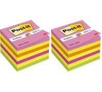Post-it Sticky Notes Cube Neon Rainbow Collection, Pack of 2 Pad, of 325 Sheets, 76 mm x 76 mm, Pink, Yellow, Orange, Green Colors - Self-Stick Notes for Note Taking, to Do Lists & Reminders