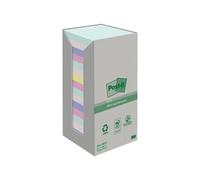 Stikatak Post-It Recycling Notes Assorted Colours, Pack Of 16 Pads, 100 Sheets Per Pad, 76 mm X 76 mm, Green, Pink, Yellow, Blue -
