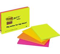 Post-it Super Sticky Notes 101 x 152 mm Assorted Rectangular Plain 4 Pads of 45 Sheets