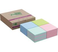 Post-it Super Sticky 100% Recycled Notes, Assorted Colors, Pack of 20 Pads, 70 Sheets per Pad, 76 mm x 76 mm, Blue, Green, Pink Colors - Extra Sticky Notes for Walls, Monitors and Fridge
