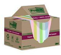 Post-it Super Sticky Recycled Notes 76 x 76 mm Assorted 70 Sheets Pack of 12 Pads