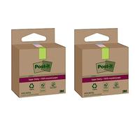 Post-it Super Sticky 100% Recycled Notes, Pack of 6 Pads, 70 Sheets per Pad, 47.6 mm x 47.6 mm, Pink, Green, Blue - Extra Sticky Notes Made from 100% Recycled Paper