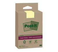 Post-it Super Sticky 100% Recycled Notes XXL, Canary Yellow, Lined - Pack of 4 Pads, 45 Sheets per Pad, 102 mm x 152 mm - Extra Sticky Notes Made from 100% Recycled Paper