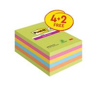 Post-it Sticky Notes Super Sticky XXL, Assorted, Lined, 101 x 152 mm, 4+2 FREE