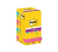 Post-it Super Sticky Notes 654-12SS-CARN 76 x 76 mm 90 Sheets Per Pad Blue, Green, Orange, Pink, Yellow Square Plain Pack of 12
