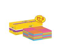 Post-it Super Sticky Notes 76 x 76 mm Assorted 90 Sheets Value Pack 21 + 3 Free