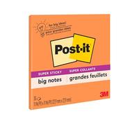 Post-it Super Sticky Big Notes, 11 in x 11 in, 1 Pad, 2X The Sticking Power, Neon Orange (BN11O)