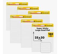 Post-it Super Sticky Easel Pad, 25 x 30 Inches, 30 Sheets/Pad, 6 Pads (561WL VAD 6PK), Large White Lined Premium Self Stick Flip Chart Paper