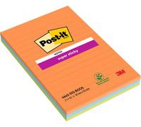 Post-it Super Sticky Notes, Boost Colour Collection, lined, 101 mm x 152 mm, 45 Sheets/Pad, 3 Pads - Self-stick Notes For Note Taking, To Do Lists & Reminders