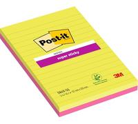 Post-it Super Sticky Large Notes – Lined, Assorted Colours, 127 x 203 mm, 45 Sheets, 4 Pads