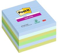 Post-it Super Sticky Large Notes, Lined, Pack of 6 Pads, 90 Sheets per Pad, 101 mm x 101 mm, Blue, Green - Extra Sticky Notes for Walls, Monitors and Fridge